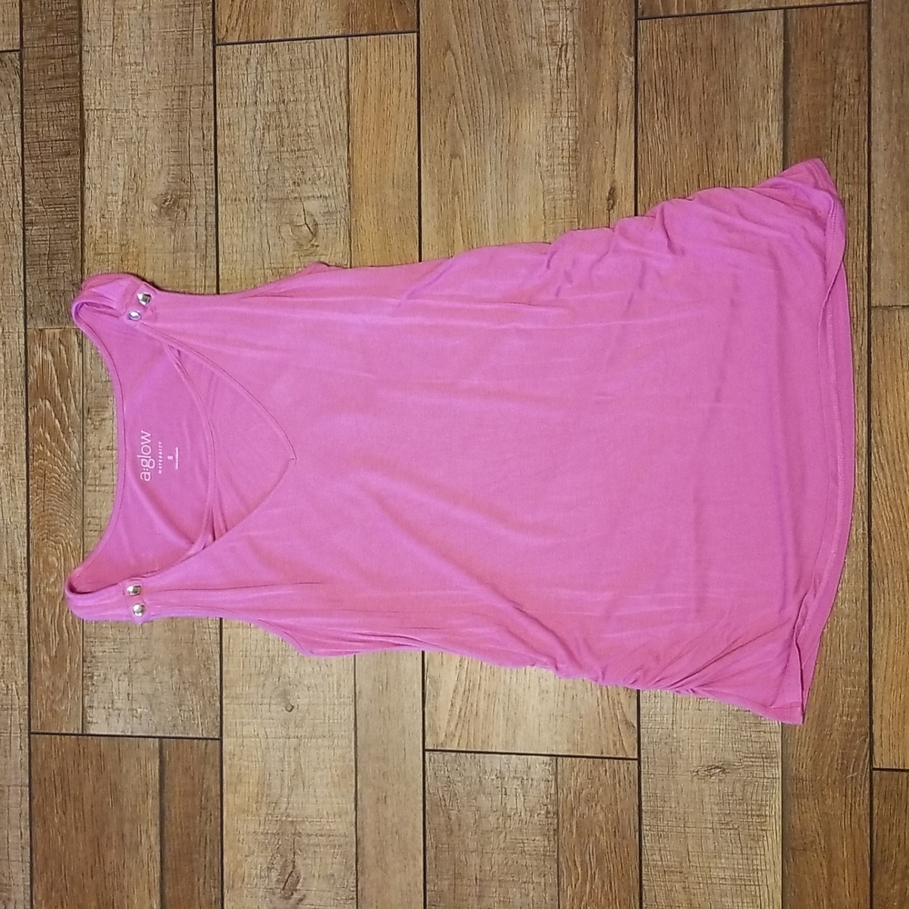 a:glow small maternity breastfeeding nursing pink tank top button snaps aglow